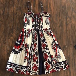 Anthropologie Baraschi Red, white, blue beaded dress size 4
